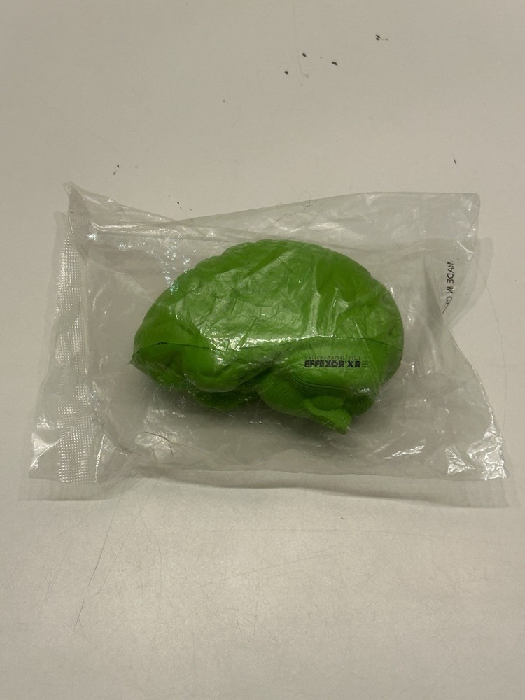 Effexor XR Stress Relief Squishy Ball Green Brain Drug Rep Pharmaceutical Swag