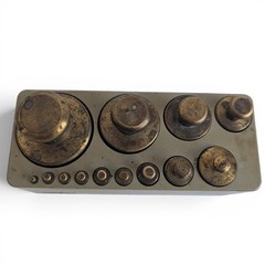 Vintage Ohaus Brass Calibration Weights Set – 13 Pieces with Original Holder