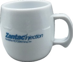 Zantac Injection Coffee Cup Glaxo Pharmaceutical Drug Advertising Plastic Mug