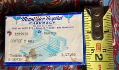 Vintage 1960s Prescription Box Mount Zion Hospital Pharmacy, San Francisco, CA!