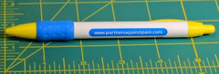 Partners Against Pain Drug Rep Pen BIC Blue Yellow White Pharmaceutical Promo