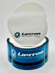 Vintage Lipitor Drug Rep Sticky Note Pad & Blue Acrylic Holder