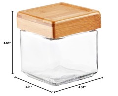 Anchor Hocking 1-Quart Stackable Jars with Bamboo Lids, Set of 4, Clear Glass –