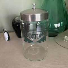 VTG Profex Medical Office Apothecary Jar w/ Lid Art Deco Cotton