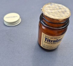 Vintage Titralac Antacid Bottle Riker Labs 3M Glass Pharmacy Apothecary Prop