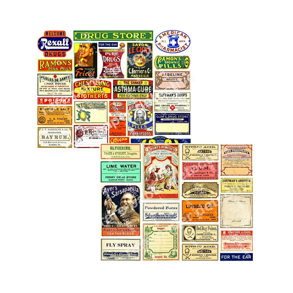 41 Colorful Apothecary Sticker Labels, Halloween Medicine Cabinet, 2 Sheets, e16