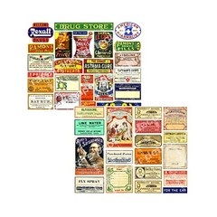 41 Colorful Apothecary Sticker Labels, Halloween Medicine Cabinet, 2 Sheets, e16