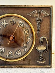 Vintage Pharmacist Apothecary with Alchemy Symbol Rx Pharmacy Desk Clock – Works