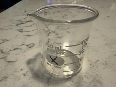 Vintage Set of 3 Small Glass Apothecary Measuring Footed Beakers (2) & 1 Plain