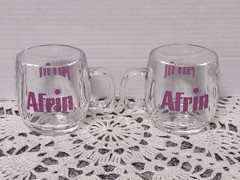 Afrin Coffee Mug Cup Pharmaceutical Drug Rep Promo Clear Acrylic set of 2