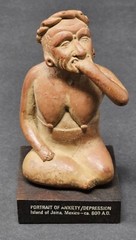 Vtg Portrait Of Anxiety/Depression Etrafon Promo Clay Figurine Mexico ca 800 AD