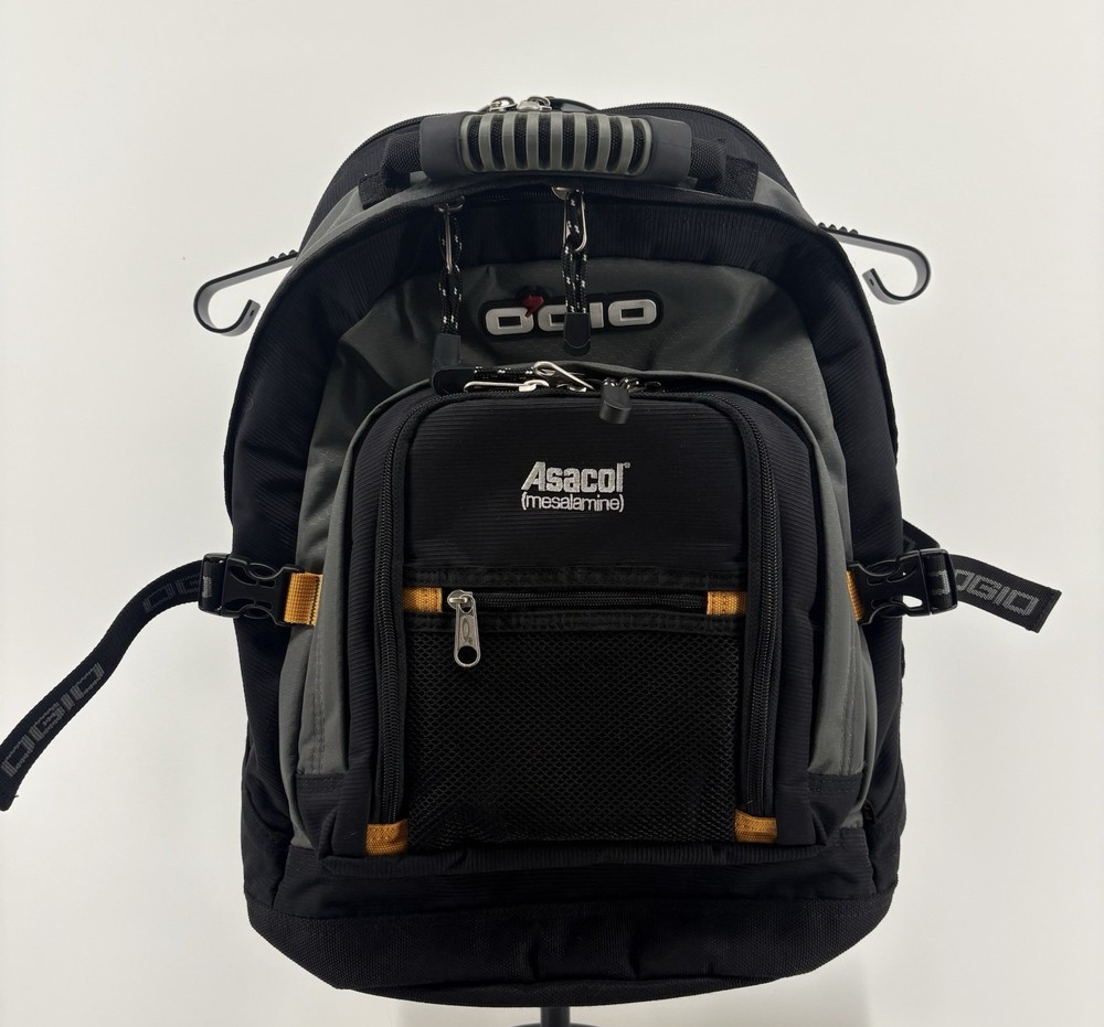 Vintage Asacol (mesalamine) OGIO Prodigy Grey Black Multi pocket Backpack VGUC