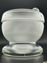 1940s Heavy Hand Blown Clear Glass Apothecary Mortar Pestle Pontil Pharmacy VTG