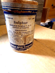 VINTAGE CARDBOARD CANISTER OF SULPHUR (REXALL DRUGS)