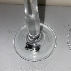 NOVARTIS Champagne Glasses Set Of 2 Clear Crystal 10” Tall Pharmacy Medical NOS