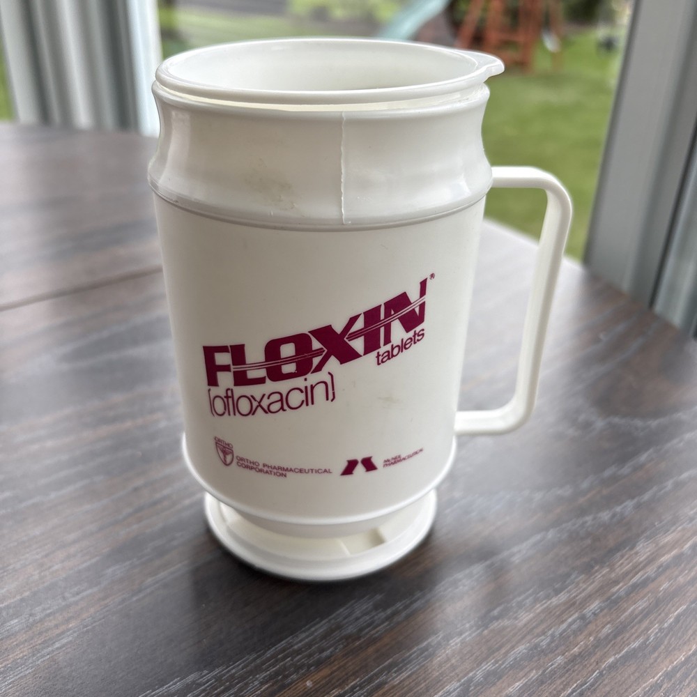 Floxin Pharmaceutical Giveaway Plastic Mug. Never Used