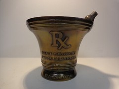 RARE VTG ’76 BICENTENNIAL Solid Brass MORTER & PESTLE~Apothecary~Secundum Artem!