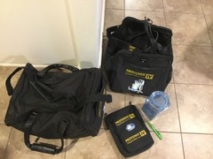 PROTONIX IV Pharmaceutical Clear Blue Canister, 2 duffle bags, toiletry kit LOT