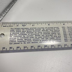 REXALL Vintage Metal 12″ Ruler- Dewey Decimal System – Pharmacy Advertising BB13