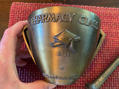 Vintage Schering Brass Mortar & Pestle Secundum Artem Pharmacy Class 1971 RX