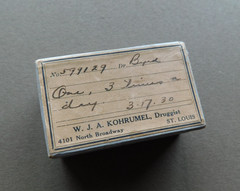 1930 Pill Box : W J A Kohrumel, Druggist : 4101 N Broadway, St Louis MO – Pharm