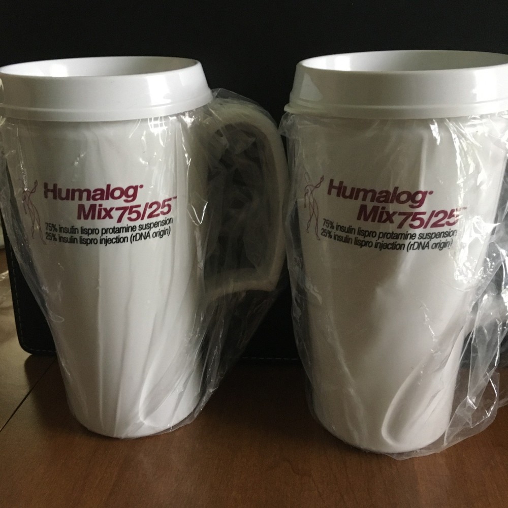 Humalog pharma promo 2 travel mugs new in package