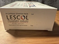 Original LESCOL 20 mg prescription EMPTY BOX ONLY by Sandoz – Pharma /Ephemera