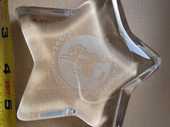 ASTRA/MERCK Drug Rep Crystal Glass Star Paper Weight „Trigger July 1993“