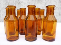 5 X Old Braune Medicine Glas Pharmacy Pharmacist Bottle 0.7oz Approx. 3in Braun