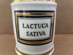 Vintage LACTUCA SATIVA Frazee Freres Porcelain Apothecary Canister IMPERIAL GLAS