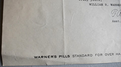 William R. Warner Medicine Drug Pharmacy Laboratories Vintage 1925 LETTERHEAD