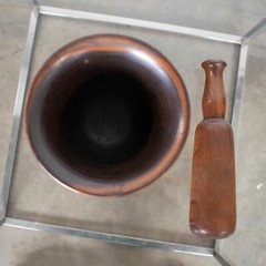 Vintage Mid-Century Modern Hand Turned Wood Mortar and Pestle 1950