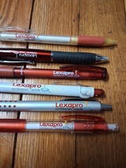 Lexapro Vintage Click Ballpoint Pens Lot of 6 Used Ink Pharmaceutical Drug Rep