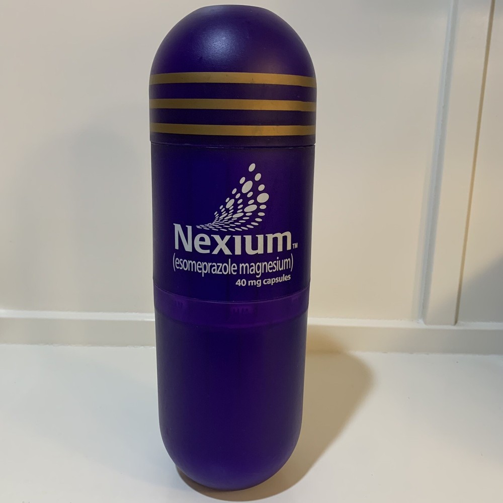 RARE Nexium 40mg Pharmaceutical Rep BIG Purple Pill Thermos Collectible Bottle