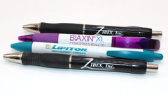 4 Drug Rep Pens Pharma Advertising Lipitor Biaxin XL Zibex Black Ink