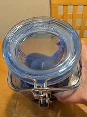 PROTONIX IV Pharmaceutical DRUG REP Clear Blue Plastic Canister With Rare Plush