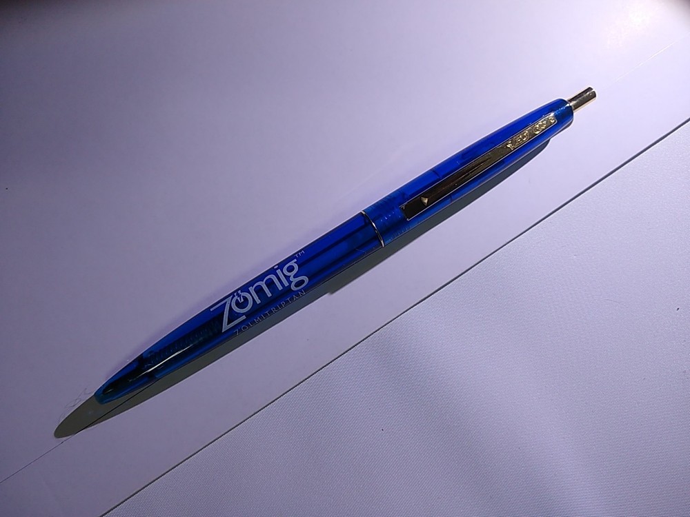 Vtg BIC CLIC Blue Gold ZOMIG Drug Promotional Ballpoint Click Pen Advertising