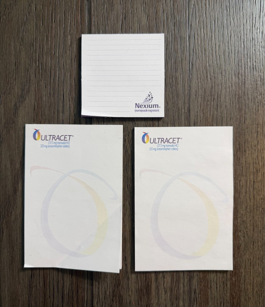 Vintage Pharmaceutical Drug Note Pad Paper – Lot – Ultracet and Nexium