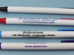 Lot of 4 BIC PENS Drug Rep Pharmaceutical Promo Asacol Salagen Vancenase Zantac
