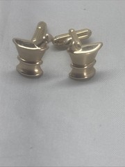Vintage Gold Tone Morter and Pedestal Cuff Links.