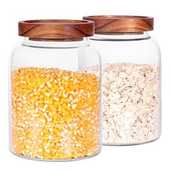 Glass Storage Jars with Airtight Lids, Set of 2 42 FL OZ (1250ml) coffee cont…
