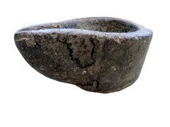 Old Stone Mortar Oil Lamp India Carved Stone