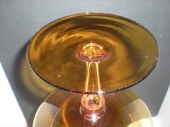 12″ Amber Apothecary Jar Empoli Italian Canister Circus Tent Lid Vtg Hand Blown