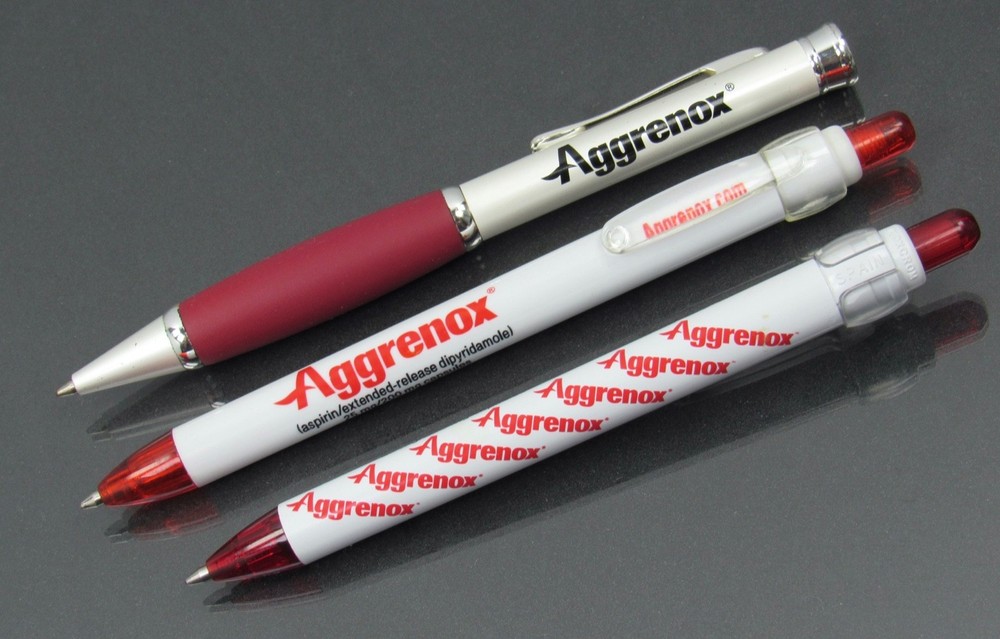 Drug Rep Lot 3 Different Aggrenox PENS Pharmaceutical Advertising Metal Plastic