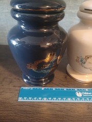 3 VTG Eli Lilly Ceramic Gold Trim Apothecary Jar-Symphytum Officinale