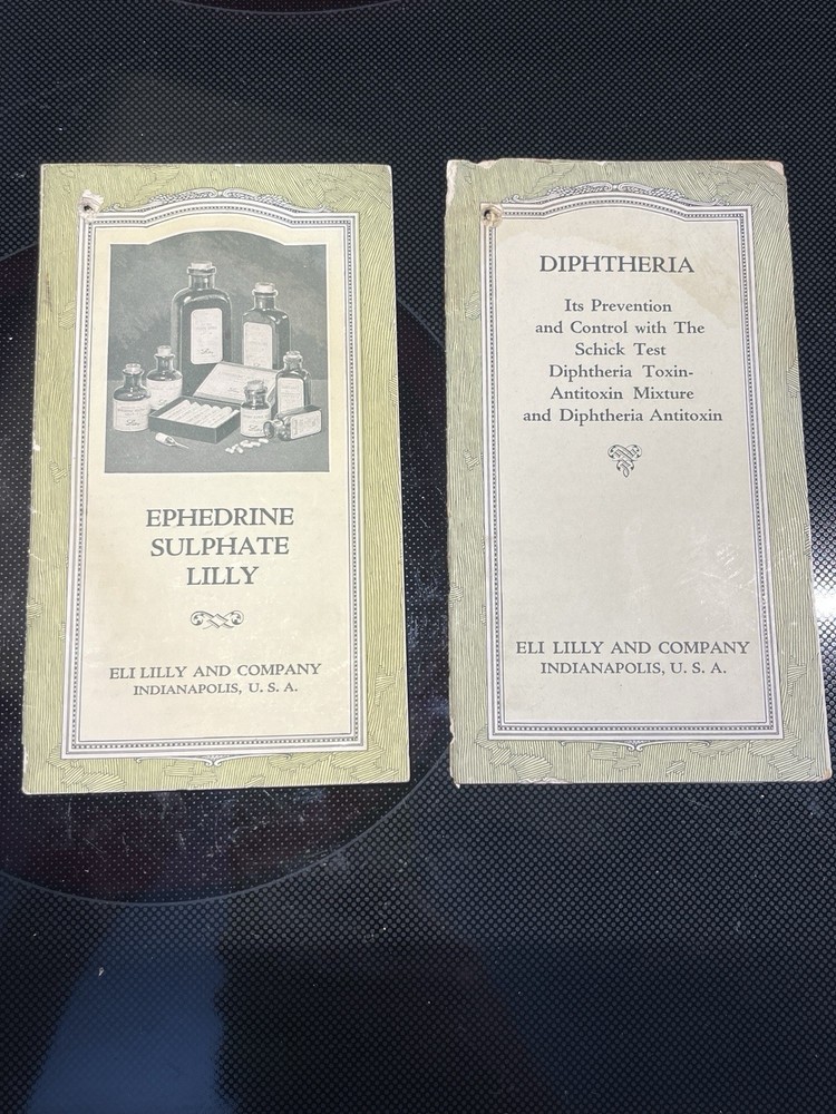 Vtg 1920s Eli Lilly Medical Booklets Ephedrine Sulphate & Diphtheria Prevention