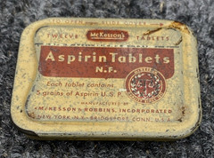 McKesson’s Aspirin Tablets Tin Slide Top 1 7/8” x 1 7/16” Pharmacy Advertising