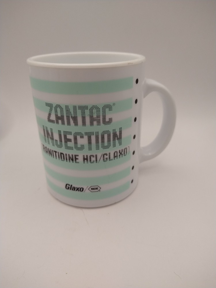 Zantac Injection Glaxo Pharmaceutical Drug Rep Plastic Coffee Mug Dot Matrix