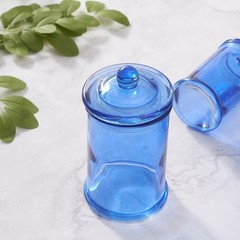 KMwares 3PCs Set Small Glass Premium Quality Apothecary Jars with lids Bathro…
