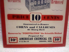 Dr. Hunt’s Corn Remover Vtg Adv Display Poster American Chemical Co. Urbana Ohio